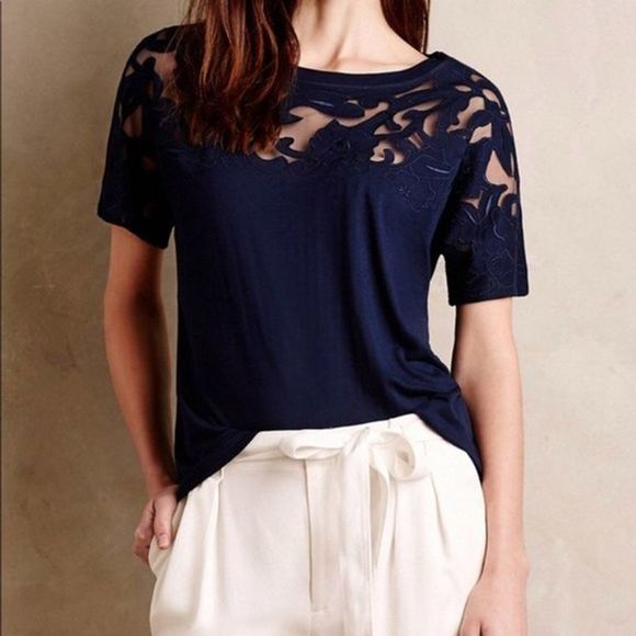 Anthropologie Tops - ANTHRO Baraschi Calabas Lace Tee Medium